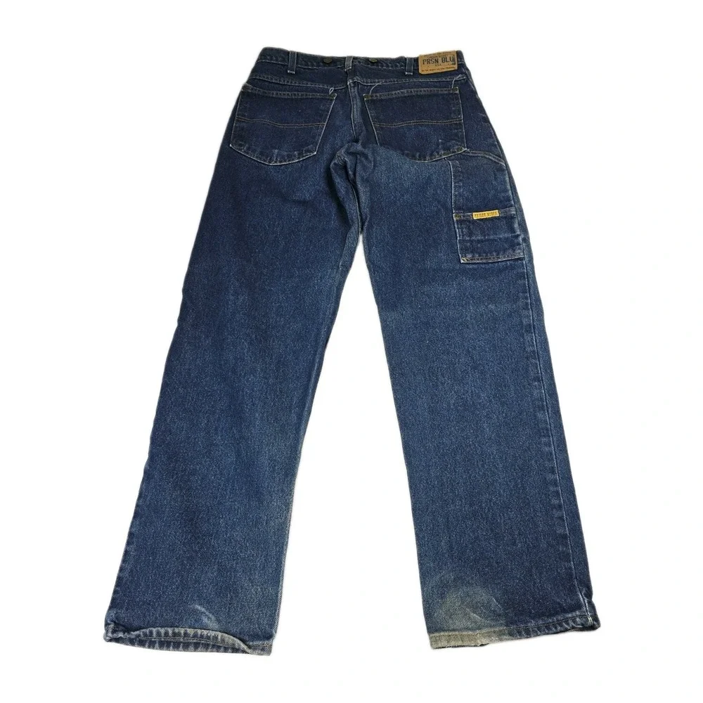 Prison Blues Jeans Mens 35x34 Work Logger Suspender Buttons Made In USA 55220 35